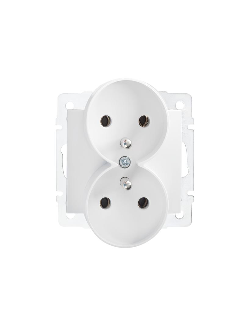 LOGI Gniazdo podwójne z uziemieniem śrubowy Biały 16A 250V 021253102 25092 KANLUX