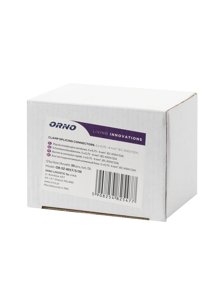 Złączka instalacyjna zaciskowa 5-przewodowa; na dowolny przewód 0,2-4mm2; IEC 450V/32A 50 szt. OR-SZ