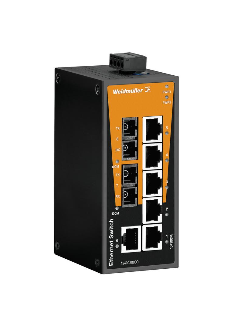 IE-SW-BL08T-6TX-2SC Przełącznik sieciowy (prosty), niezarządzany, Fast Ethernet, Liczba portów: 6x RJ45, 2x SC wielomodowy, -40 °C...75 °C, IP30 /1szt./ 1240920000 WEIDMÜLLER