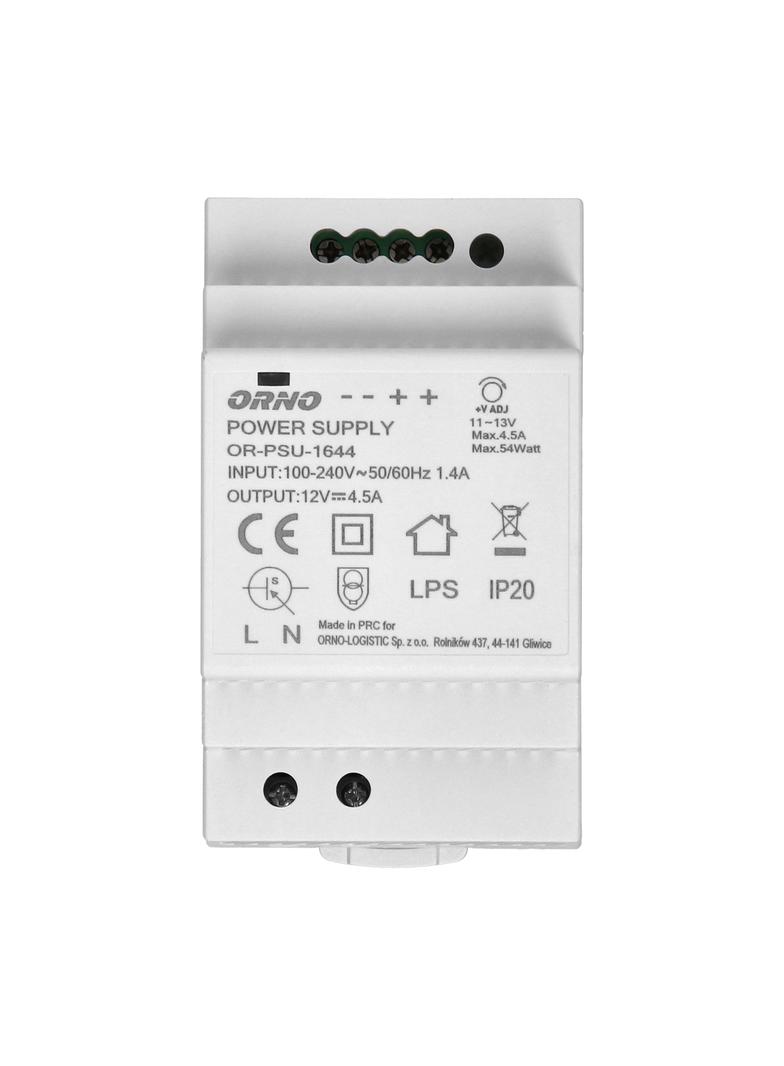 Zasilacz na szynę DIN 12VDC, 4,5A, 54W, szerokość 3 moduły OR-PSU-1644 ORNO