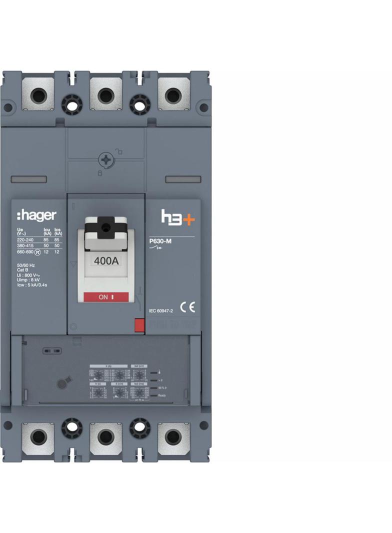 MCCB Wyłącznik mocy h3+ P630 LSI 3x400A 50kA HMW400JR HAGER