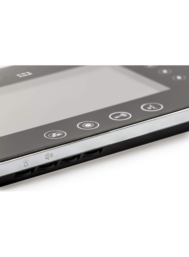 wideodomofon: monitor 7" kolorowy z pamięcią, port karty SD, plastik/aluminium, czarny + zasilacz