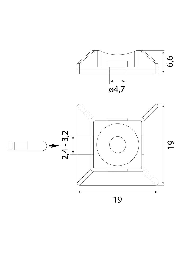 PMS-19-19-UV-100 podstawka montażowa do opasek (100szt) 25.299 OPATÓWEK