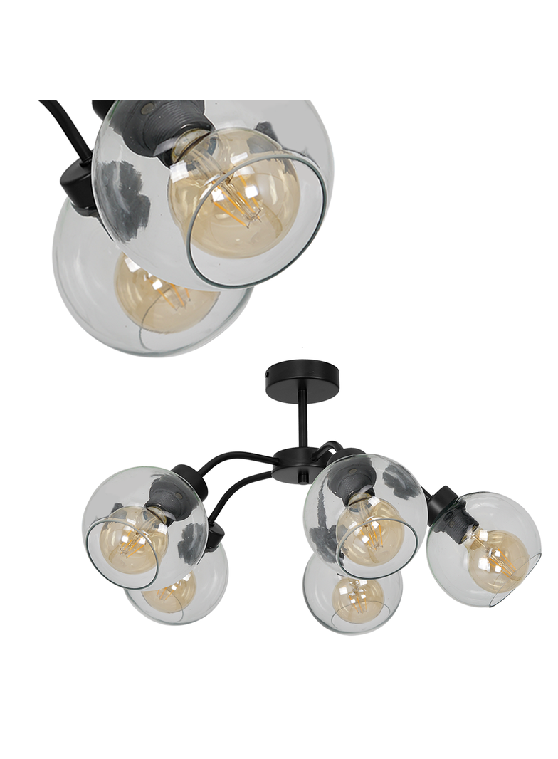 Milagro plafon Sofia Clear 5xE27 czarny MLP6596