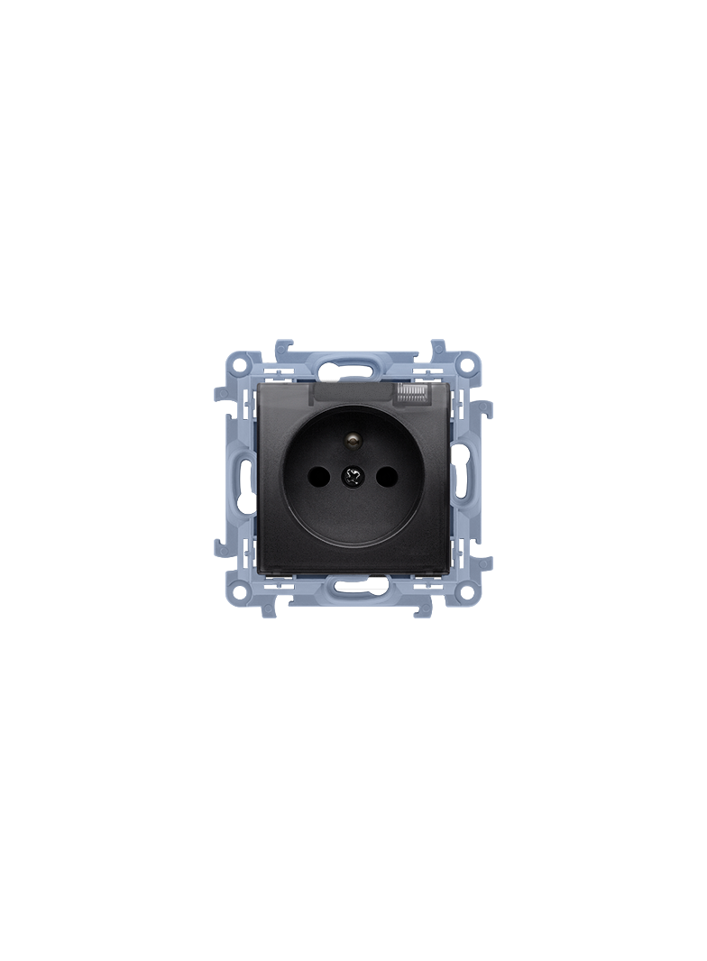 Simon 10 Gniazdo wtyczkowe IP44 bez uszczelki z przesłonami klapka transparentna 16A 250V szybkozłączka czarny !Wymagana uszczelka ramki CGZ1BCUZ.01/49A KONTAKT