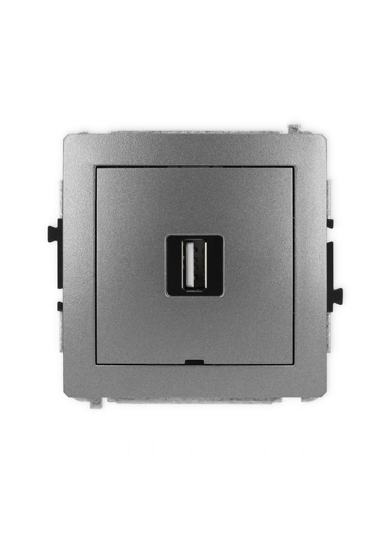 DECO Mechanizm gniazda pojedynczego USB A-A 2.0, bez pola opisowego grafitowy
