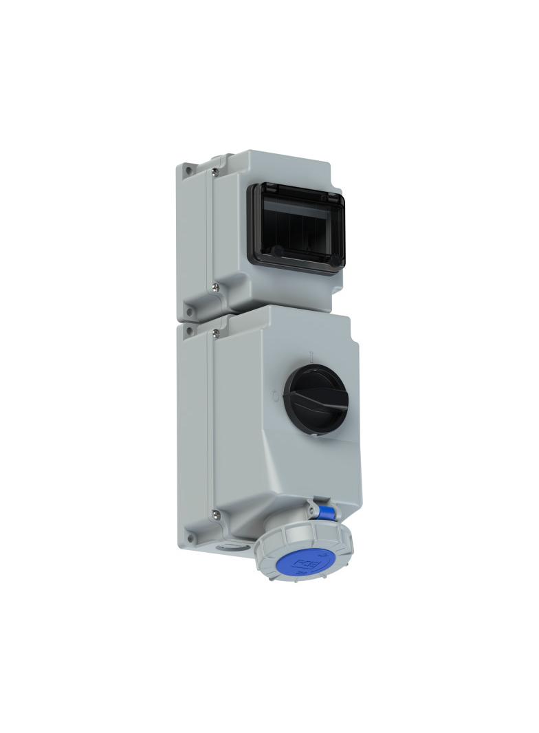 GN.Z WYL.I SZYNA 63A 5P 9H IP67 Z BLOK.MECH.I SZYNA NA 5 DIN