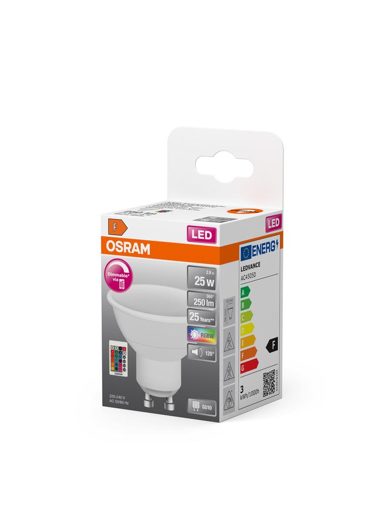 Lampa LED STAR+ PAR16 RGBW 25 dimmable via remote control 120° 4,5W 827 GU10