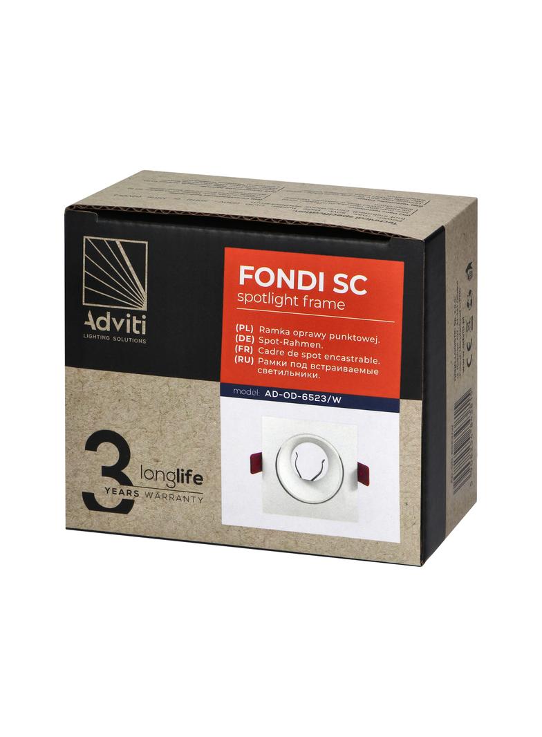 FONDI SC ramka dekoracyjna oprawy punktowej, MR16/GU10 max. 50W, kwadrat, stała, aluminiowa, biała