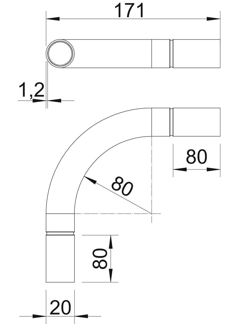 SB20 W ALU, Kolanko rurowe alu