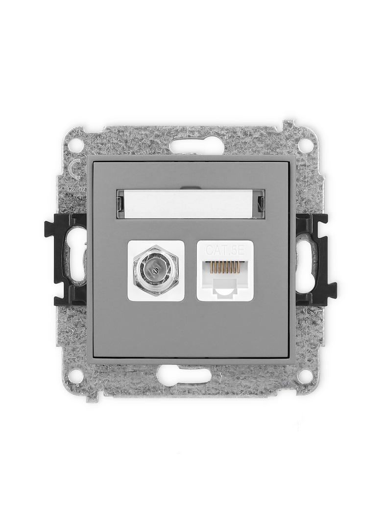 ICON Mechanizm gniazda antenowego poj. typu F (SAT) + gniazda komp. poj. 1xRJ45, kat. 5e, 8-stykowy