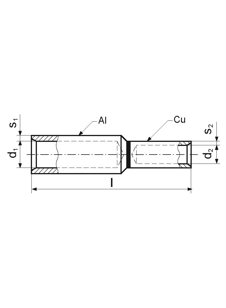 Złączka redukcyjna szczelna Al-Cu aluminium miedź ACL 150-25 ACL_150-25/1 ERKO