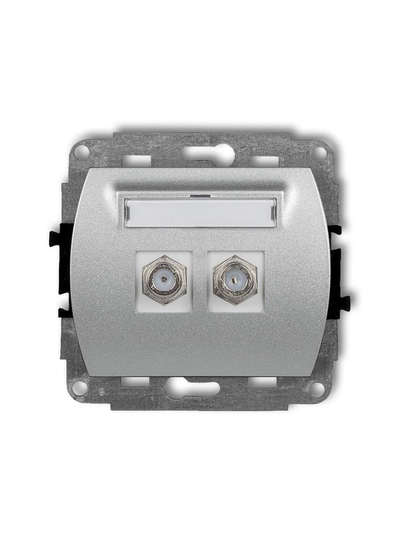 TREND Mechanizm gniazda antenowego podwójnego typu F (SAT) pozłacany srebrny metalik