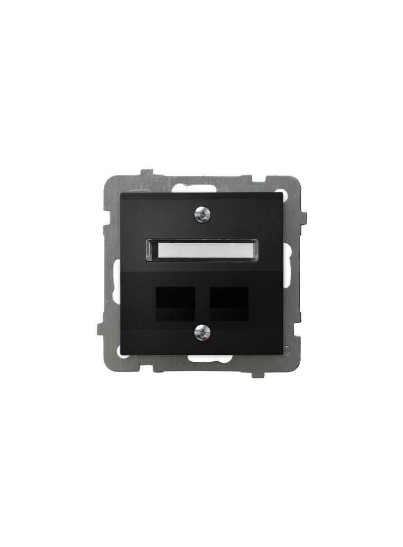 AS Obudowa gniazda podwójnego typu Keystone skośna - kolor czarny metalik