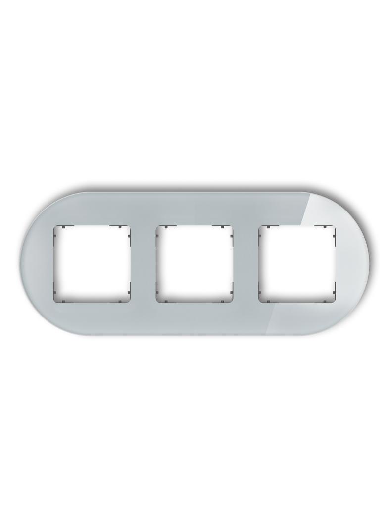 ICON Ramka uniwersalna potrójna okrągła - efekt szkła (ramka: szara; spód: grafitowy mat) szary