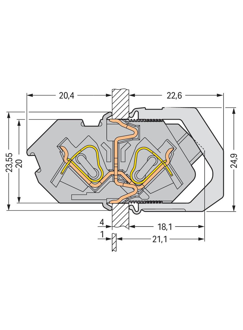 złączka przepustowa 4 mm2 szara