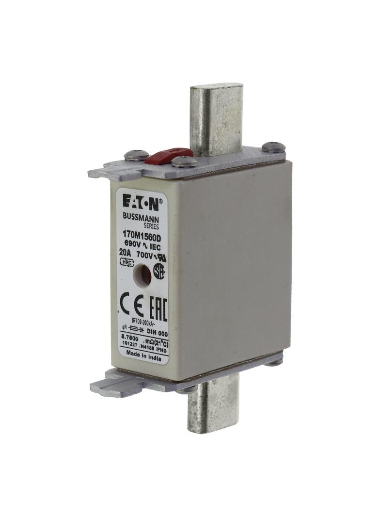 FUSE 20A 690V gR DIN 000 HSDNH Wkładka szybka 20A 690V gR DIN 000 podwójny wskaźnik 170M1560D EATON