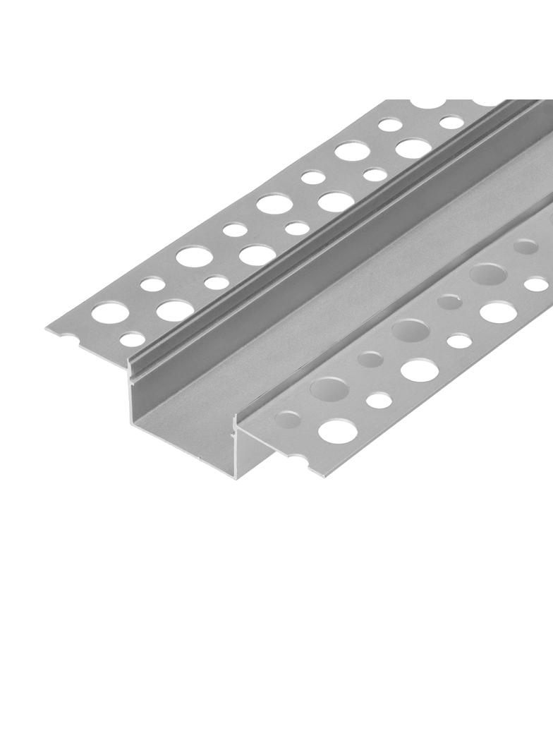 Profil aluminiowy na 2 taśmy LED, 2000 x 57,89 x 9,8 mm, wpuszczany w karton gips, srebrny, komplet