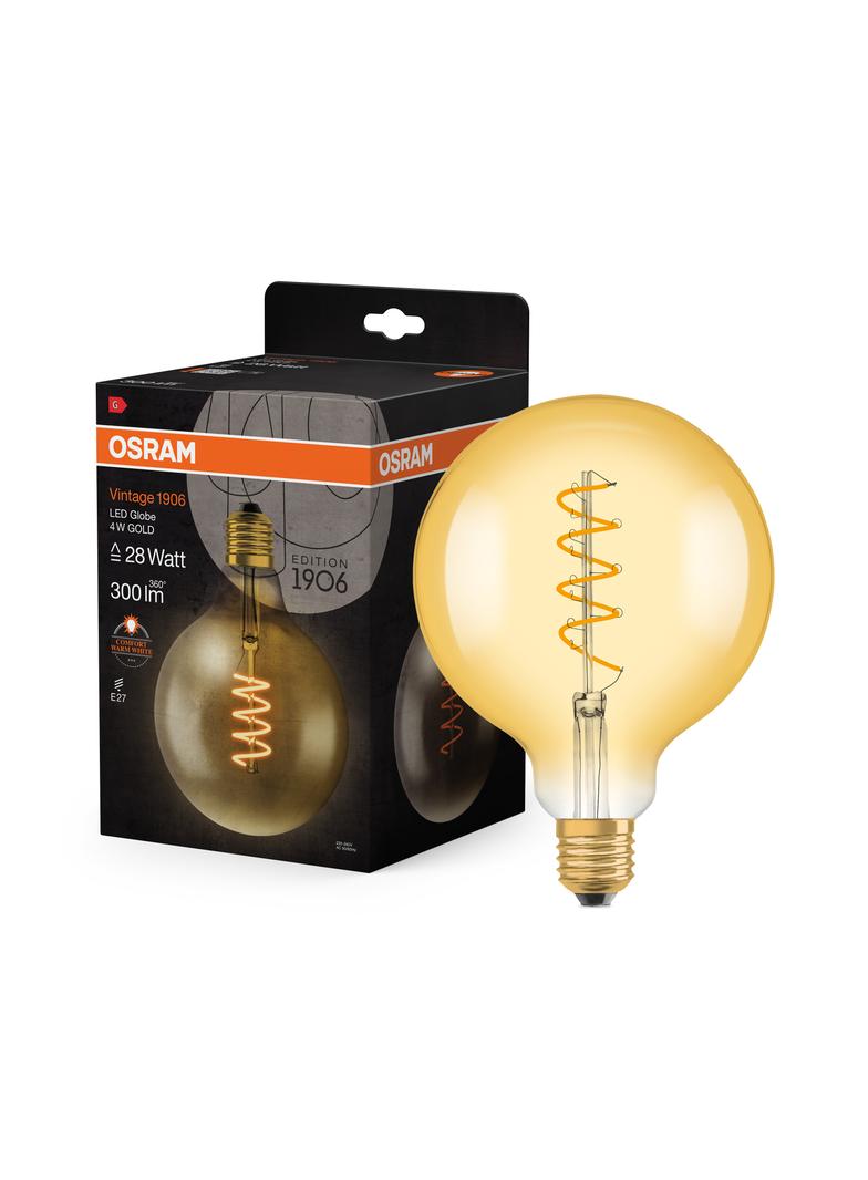 Lampa LED Vintage 1906 CL GLOBE125 Filament szkło przezroczyste GOLD 27 non-dim 5W 820 E27