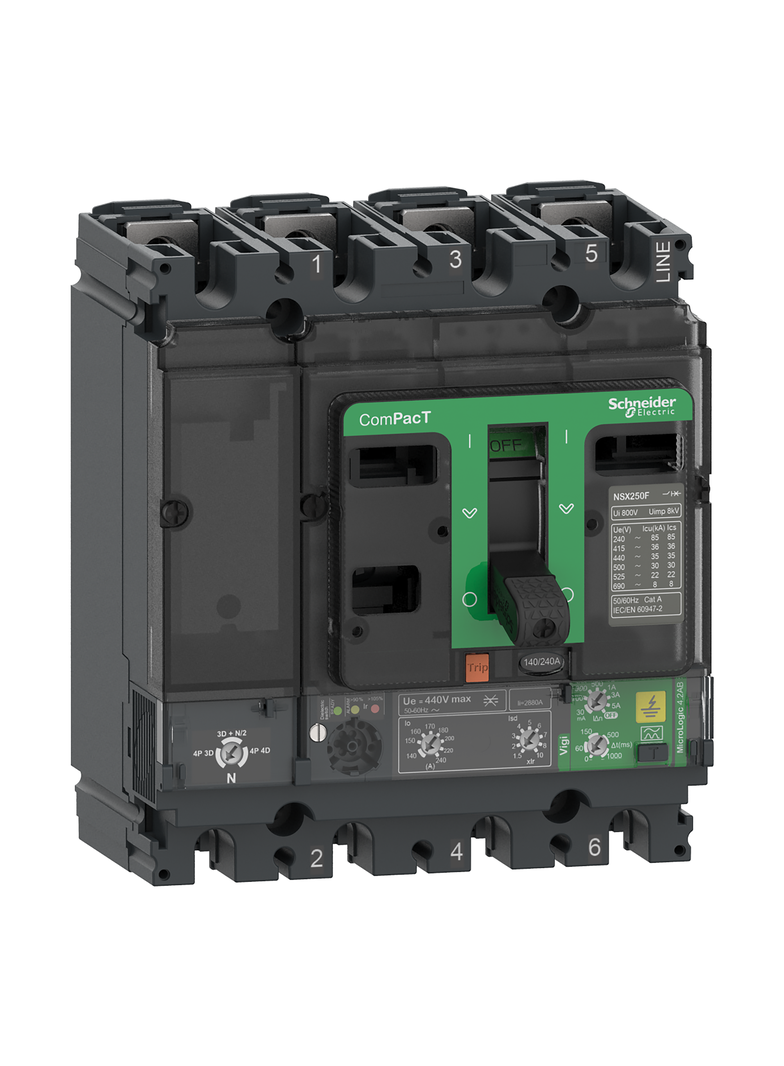 Wyłącznik mocy ComPacT NSX NSX100F Mic4.2AB 100A 4P 36kA Vigi C10F44B100 Schneider