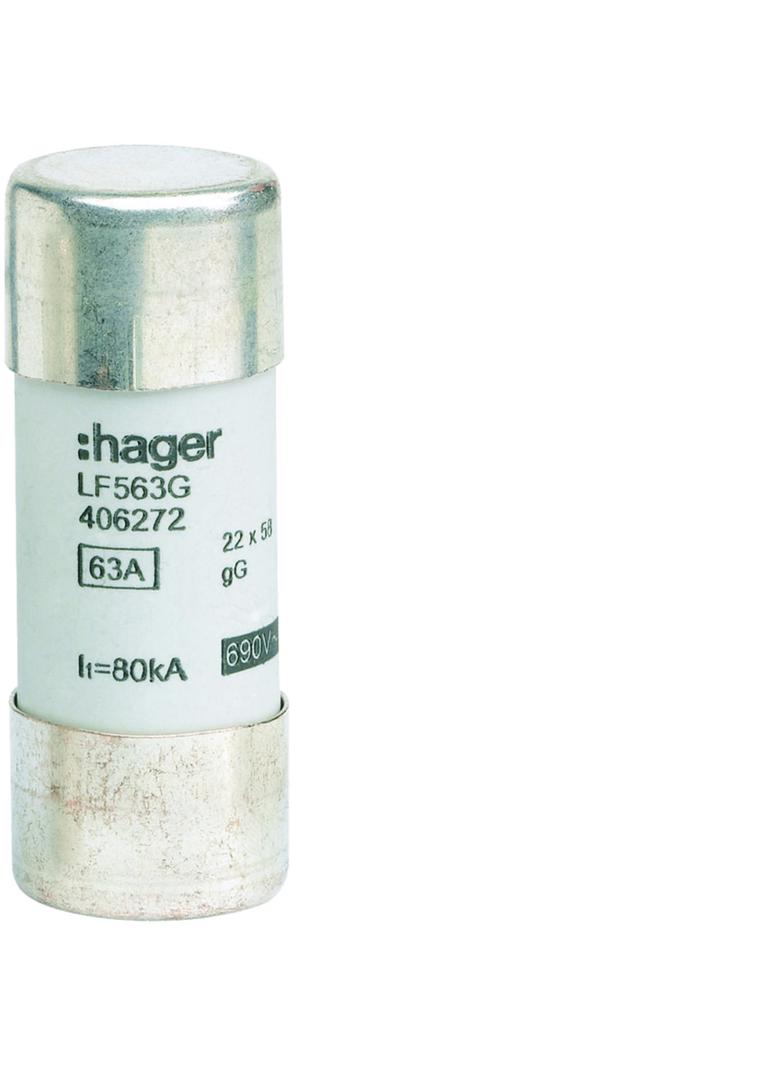 Wkładka bezpiecznikowa cylindryczna CH-22 22x58mm gG 63A 500VAC LF563G HAGER