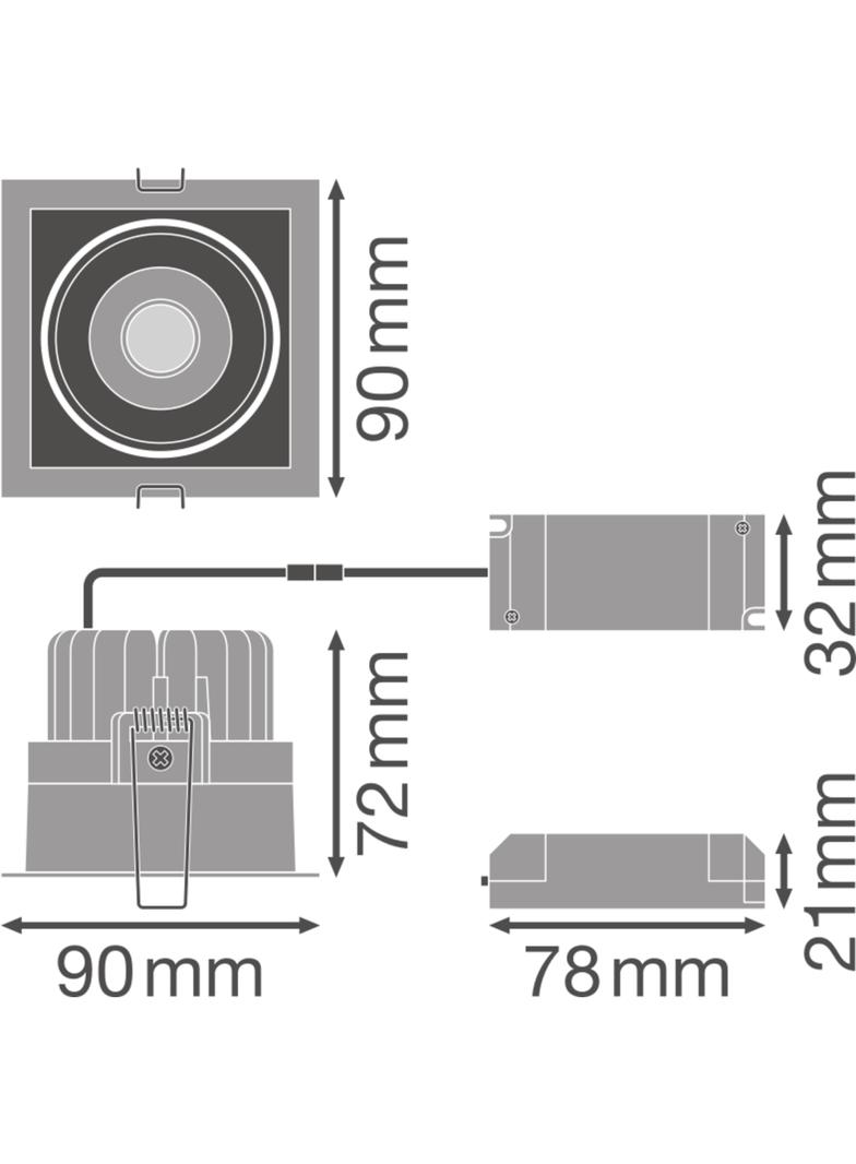 SP SQUARE DK ADJ 8W 3000K FL BK LEDV LEDVANCE