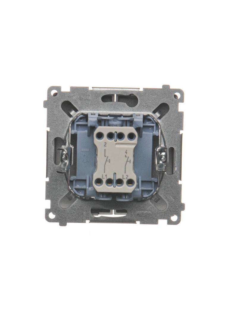 Simon Basic Przycisk podwójny zwierny dwuobwodowy: 2 wejścia 2 wyjścia 16A szybkozłączka stal inox