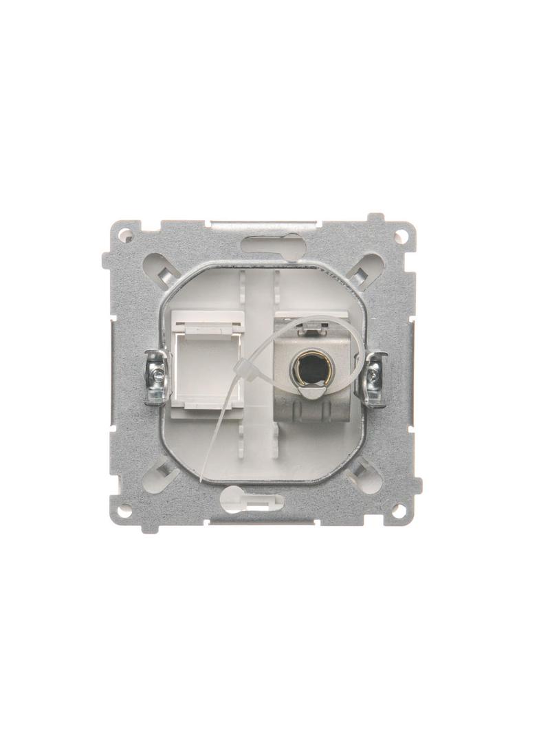 Simon Basic Gniazdo komputerowe RJ45 kategoria 6 pojedyncze ekranowane z przesłoną przeciwkurzową . Montaż na łapki lub wkręty biały BM61E.01/11 KONTAKT