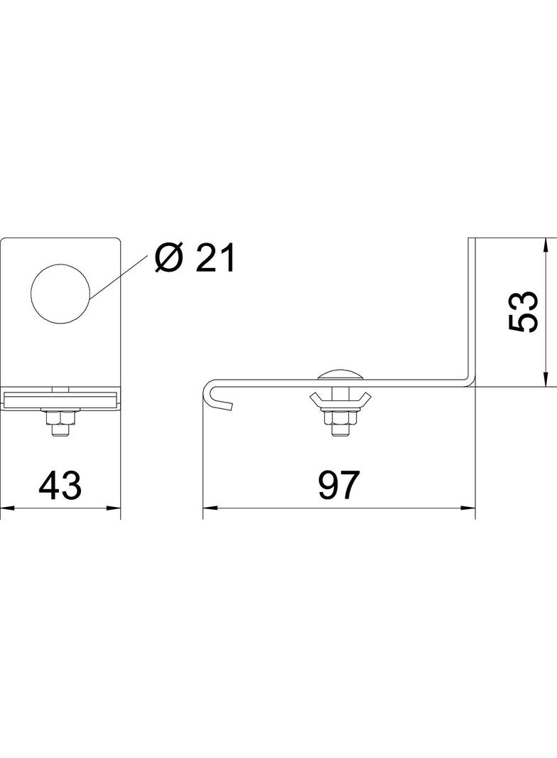 SH KAB 20, UCHWYT BOCZNY SH-KAB M20 WYS.21M