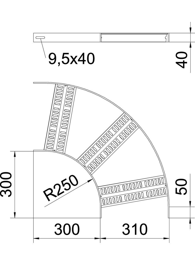 SLZB 90 300 ALU Łuk 90°