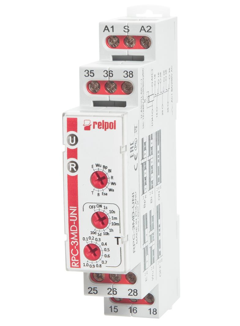 Przekaźnik czasowy 3P 8A 12‑240VAC/DC AgSnO2 RPC‑3MD‑UNI 856583 RELPOL