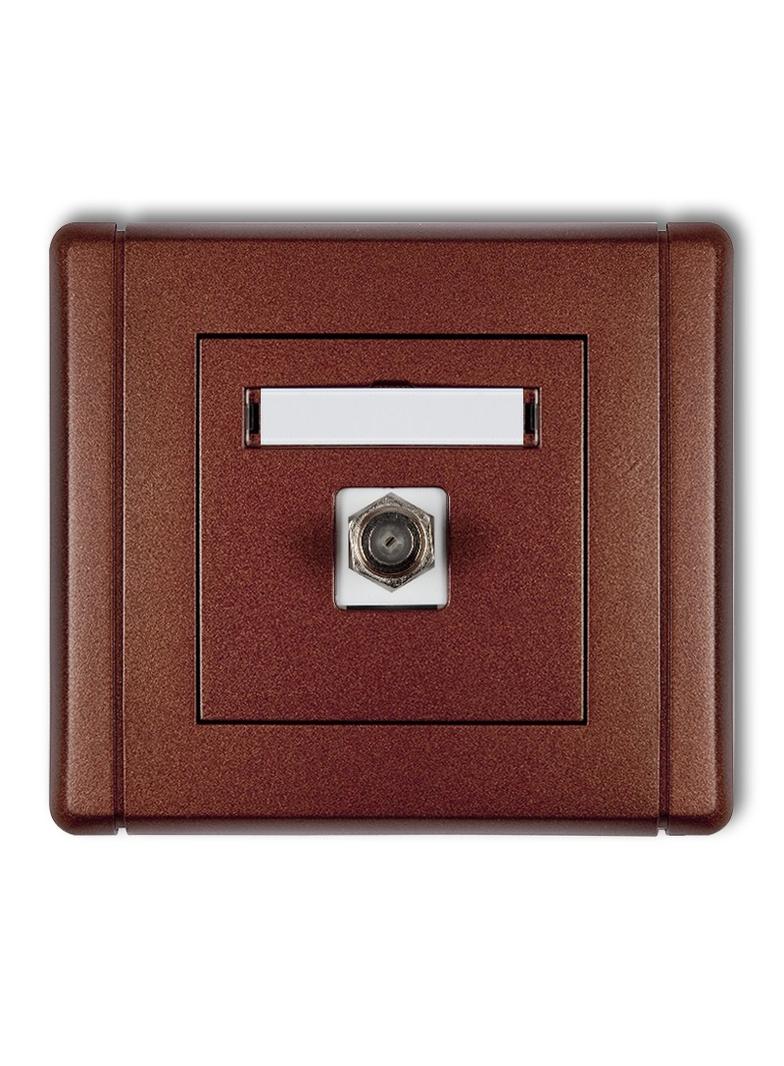 FLEXI Gniazdo antenowe pojedyncze typu F (SAT) niklowane brązowy metalik