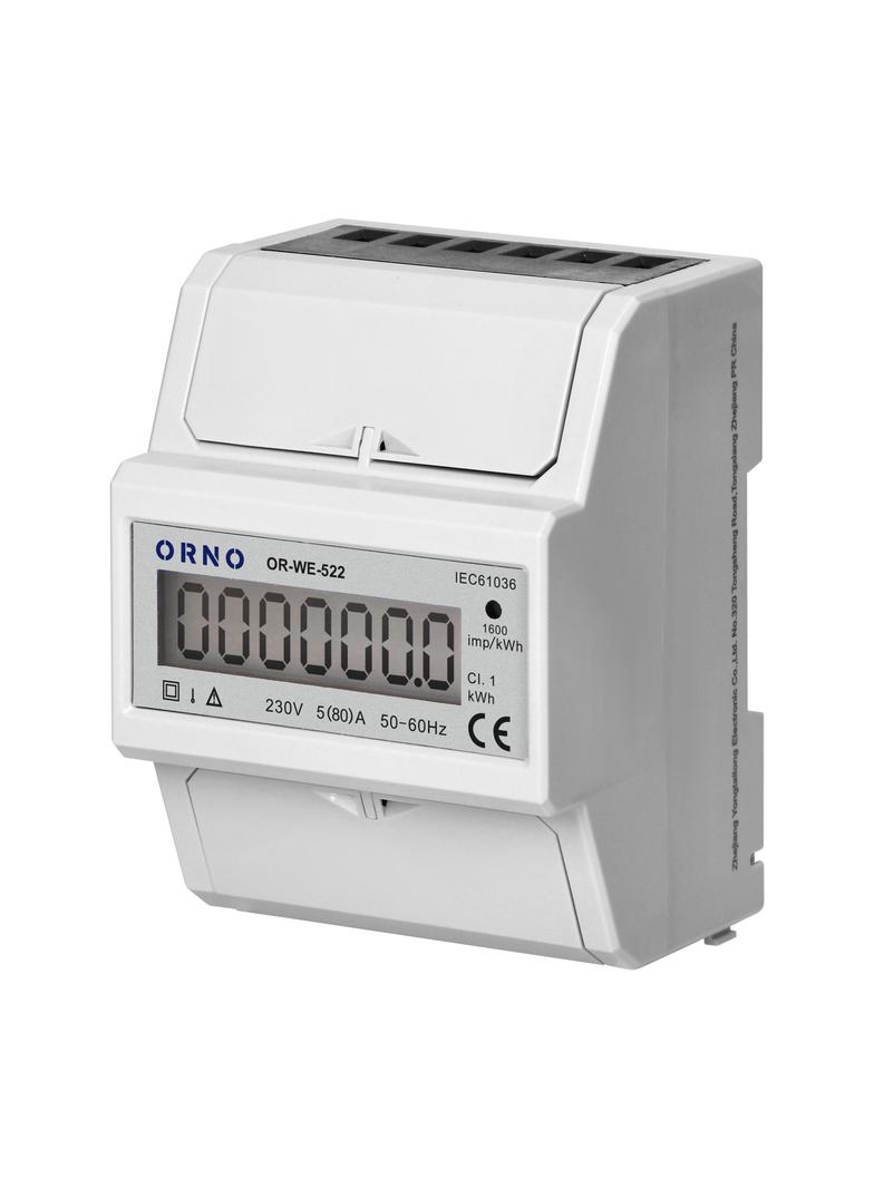 1-fazowy wskaźnik zużycia energii elektrycznej 80A 5 modułÓW DIN TH-35mm OR-WE-522 ORNO