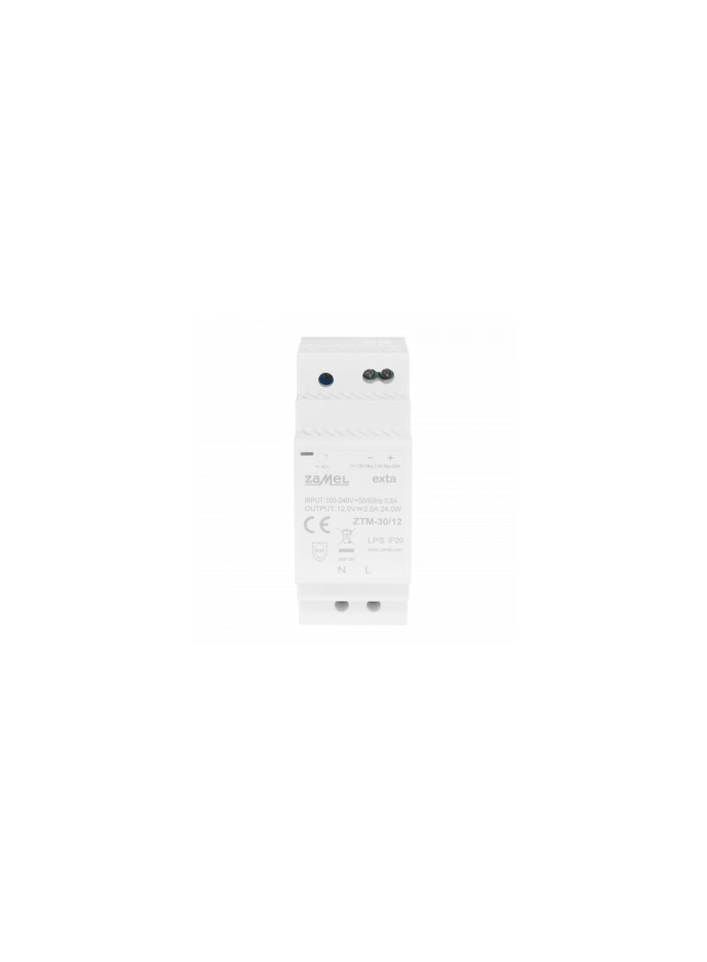 ZASILACZ IMPULSOWY MONTOWANY NA SZYNIE TH-35 (DIN) , 30W, 12V DC TYP: ZTM-30/12