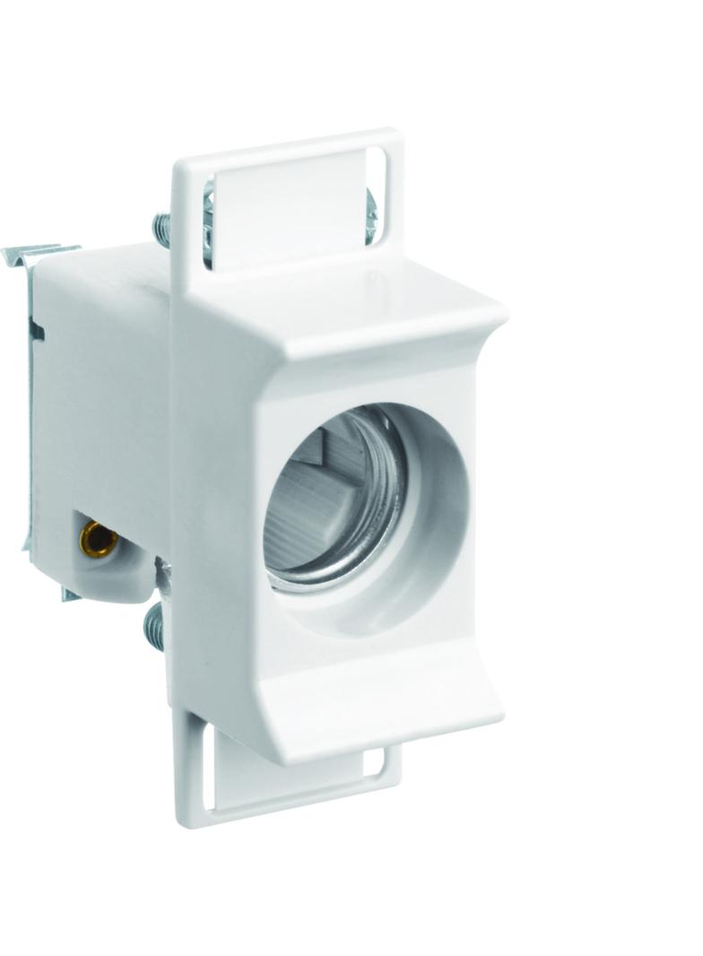 Gniazdo bezp. ceram. D02/1 E18 1P 3278VR 63A 400VAC TS35 zac.śr. M5 jarzm 25mm2 LD02K63-1KS HAGER