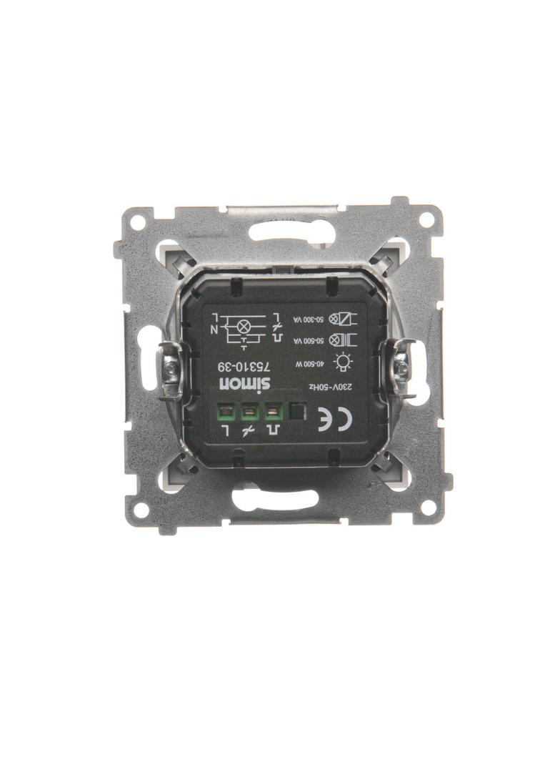 Simon 54 Ściemniacz dwuprzyciskowy 40–500 W (300 VA) srebrny mat D75310.01/43 KONTAKT