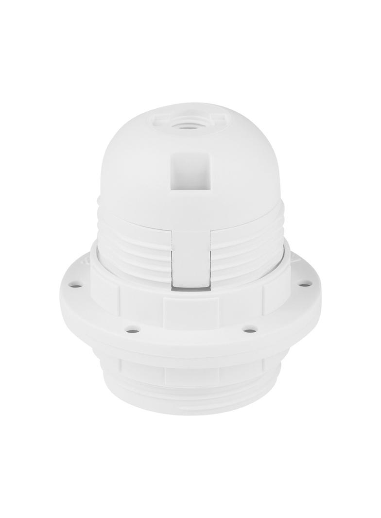 Oprawka gwintowana E-27 z podwójnym kołnierzem biała