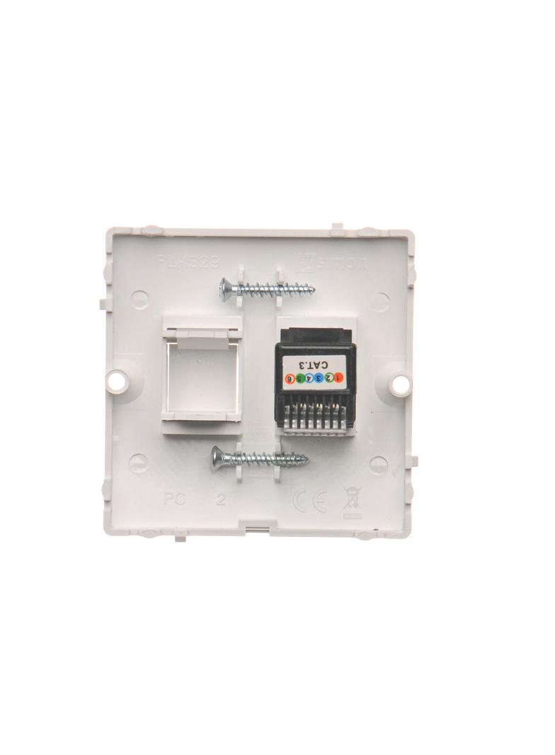 Simon Basic Gniazdo telefoniczne RJ12 Montaż gniazda na wkręty do puszki biały