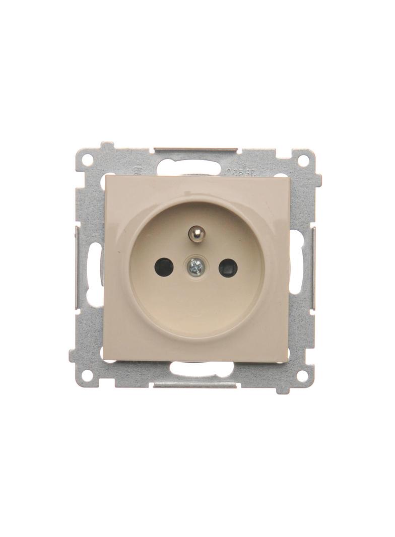 Simon 54 Gniazdo z/u i przesłonami 16A z. śrub. kremowy