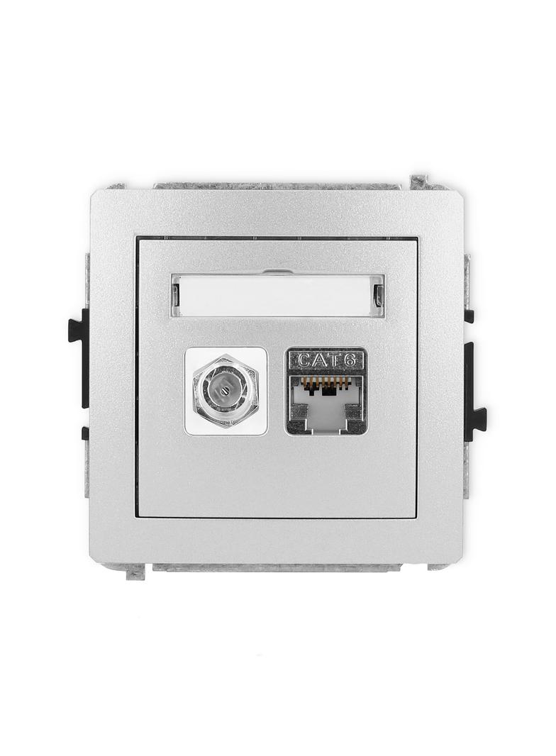 DECO Mechanizm gniazda antenowego poj. typu F (SAT) + gniazda komp. poj. 1xRJ45, kat. 6 ekranowany,