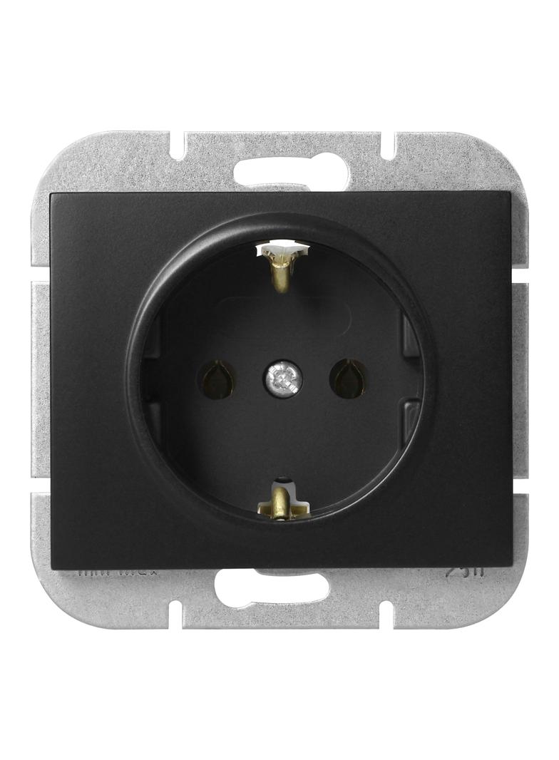 Gniazdo pojedyncze podtynkowe 2P+Z Schuko Onyx, 16A, 250V, PT-17O, czarny OR-OE-7505(GS)/B ORNO