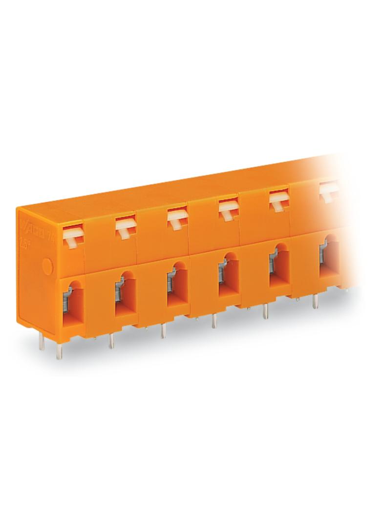 listwa przepustowa do p. drukowanych 8-bieg. pomarańczowa raster 10,16 mm