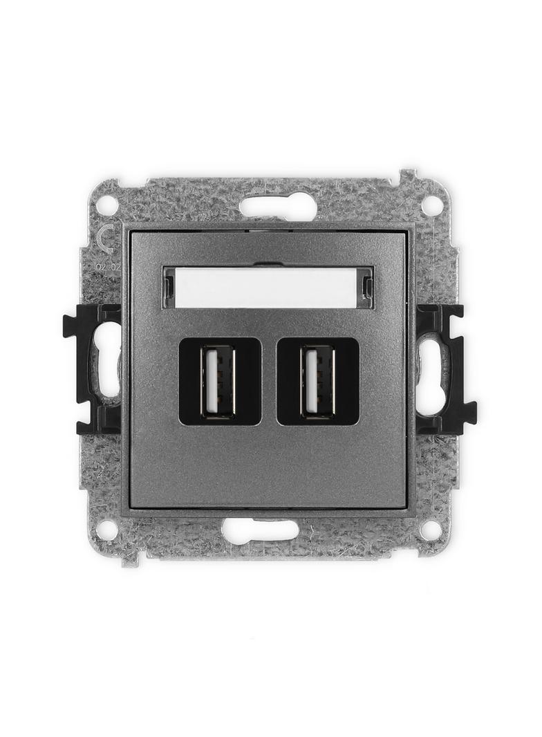 ICON Gniazdo podwójne 2xUSB A-A 2.0 grafitowy 11IGUSB-2 KARLIK