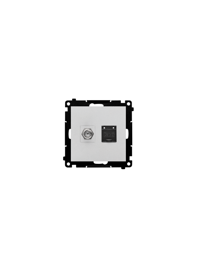 Simon 55 Gniazdo antenowe typu /F/ + RJ45 kat.6 Aluminium mat TASFRJ45.01/143 KONTAKT