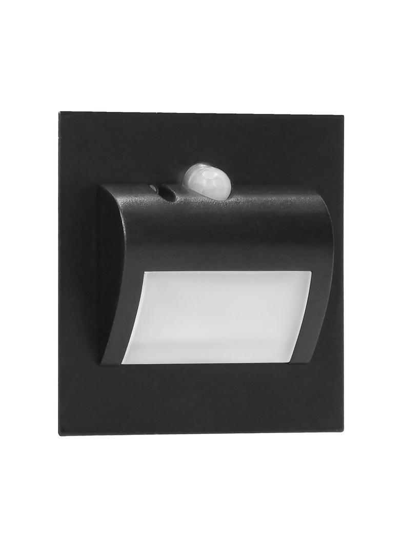 DRACO LED NEW 1,5W, oprawa schodowa podtynkowa, 12VDC, 30lm, 6000K, czarny, czujnik ruchu i zmierzch AD-OS-6164LR6/B ORNO