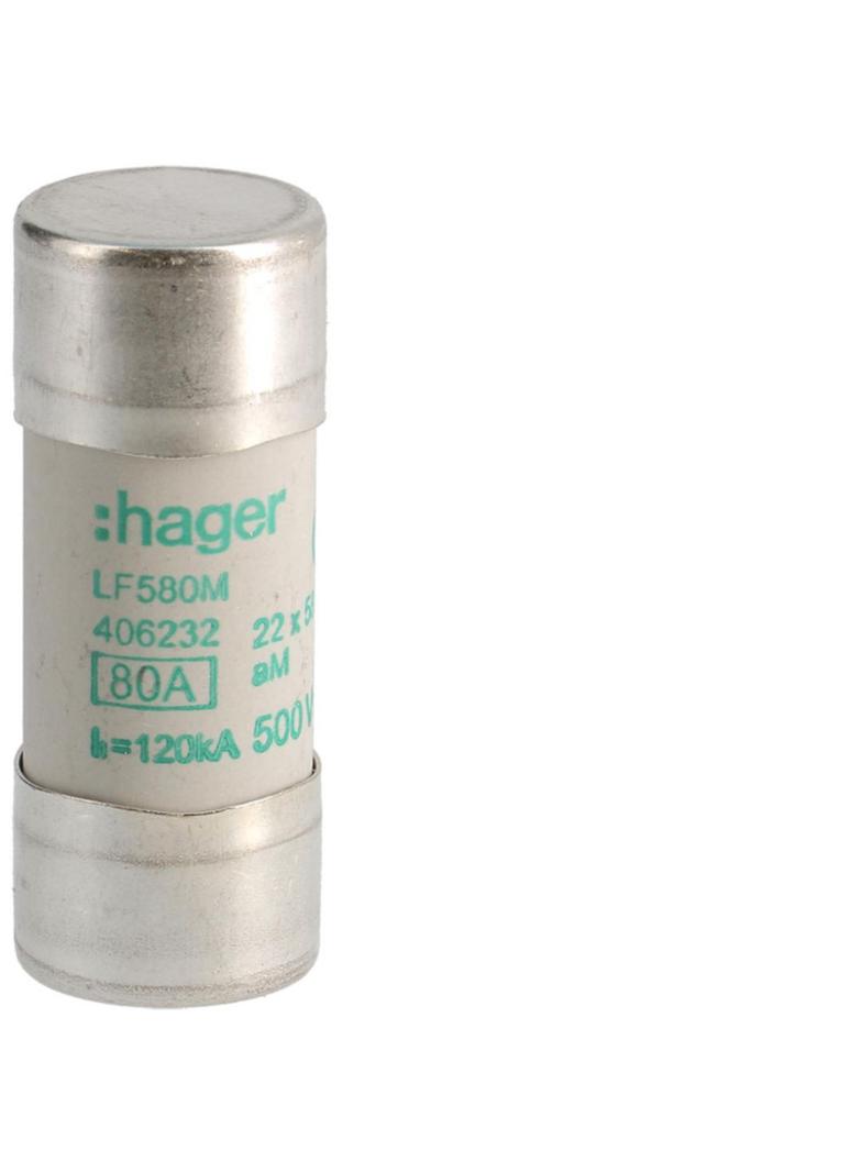 Wkładka bezpiecznikowa cylindryczna CH-22 22x58mm aM 80A 500VAC LF580M HAGER