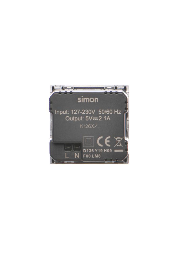 Simon Connect USB ładowarka K45 (45x45) gniazdo typ A 5V/21A aluminium
