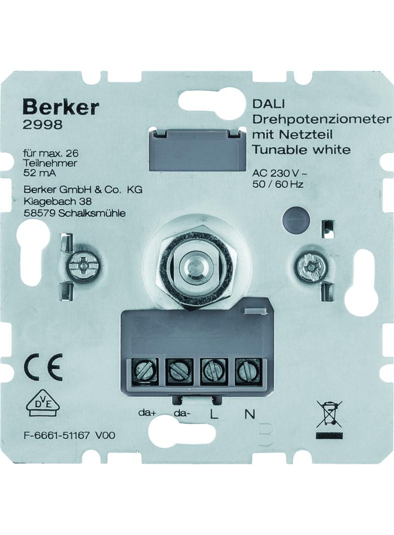 BERKER one.platform Potencjometr obrotowy DALI z wbudowanym zasilaniem Tunable White 2998 HAGER