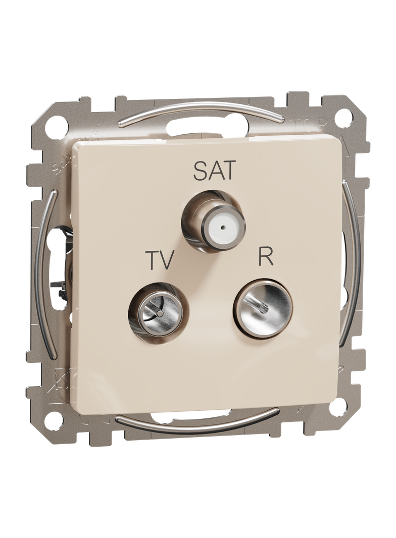 Sedna Design & Elements Gniazdo antenowe R-TV-SAT przelotowe 7dB beżowy SDD112484 Schneider