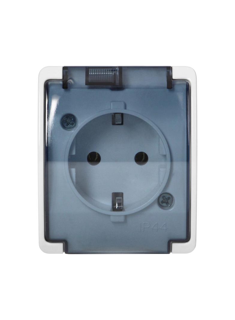 Gniazdo pojedyncze 2P+Z Schuko AQUATIC IP44 biały dymiony OR-OE-7105(GS)/WT ORNO